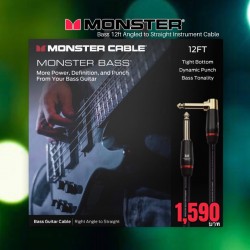 Monster Bass 12ft Angled to Straight Instrument Cable