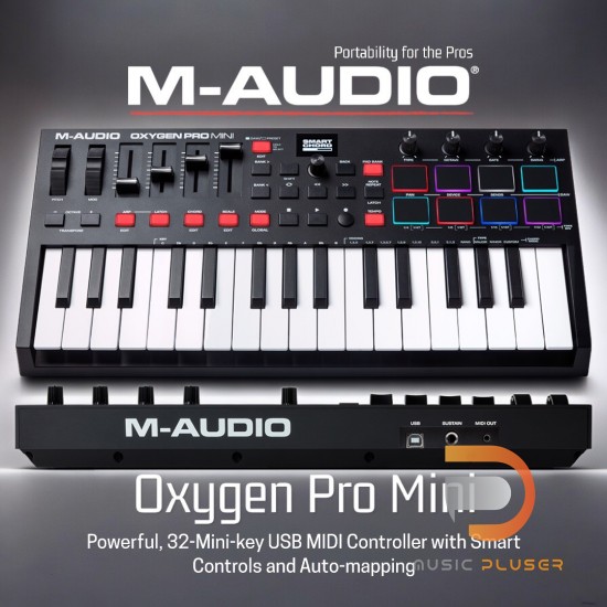 M-Audio Oxygen Pro Mini 32-Mini-key USB MIDI Controller with Smart Controls and Auto-mapping