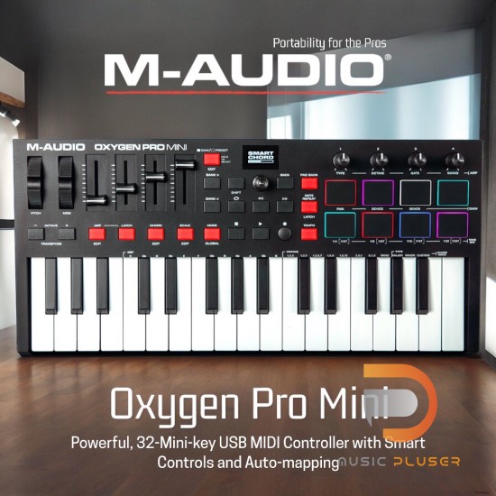 M-Audio Oxygen Pro Mini 32-Mini-key USB MIDI Controller with Smart Controls and Auto-mapping