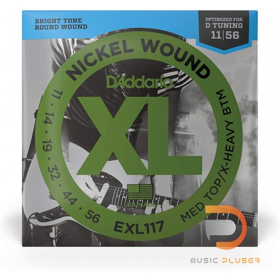 D’Addario EXL117 Nickel Wound Medium Top/Extra Heavy Buttom 011-056