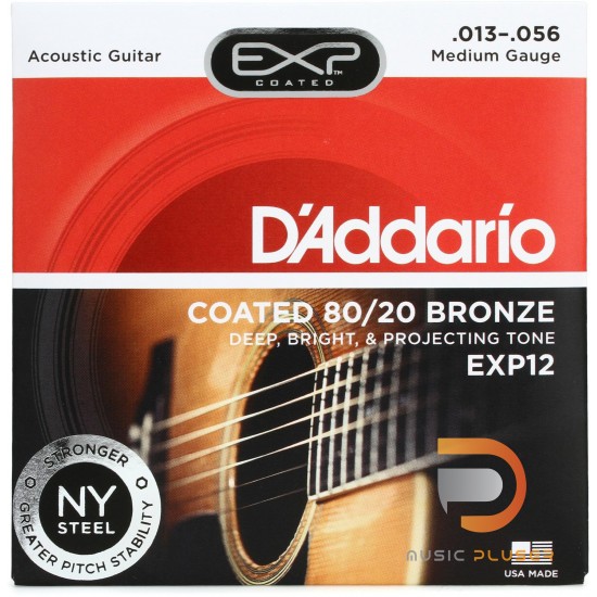 สายกีตาร์โปร่ง D’Addario EXP12 Coated 80/20 Bronze Medium 013-056