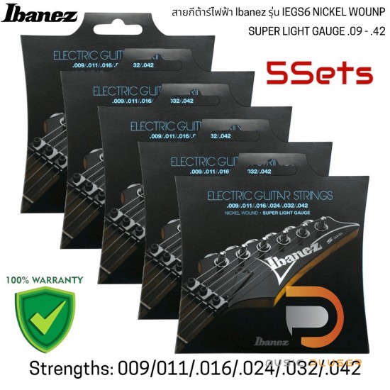 สายกีต้าร์ไฟฟ้า Ibanez รุ่น IEGS6 NICKEL WOUNP SUPER LIGHT GAUGE .09 - .42