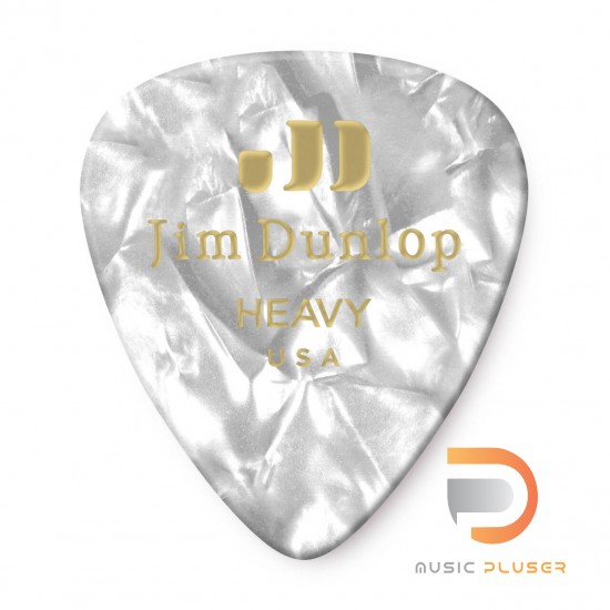 DUNLOP CELLULOID WHITE PEARLOID PICK HEAVY 483-04HV