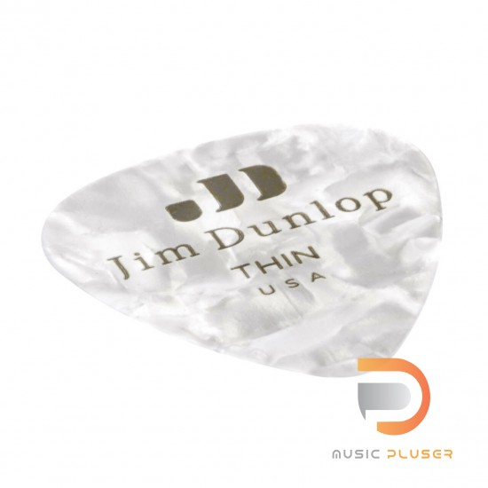 DUNLOP CELLULOID WHITE PEARLOID PICK THIN 483-04TH