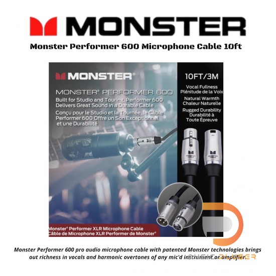 Monster Performer 600 Microphone Cable 10ft