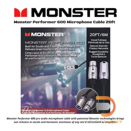 Monster Performer 600 Microphone Cable 20ft