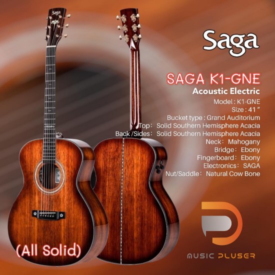 กีตาร์โปร่งไฟฟ้า SAGA K1 GNE ( All Solid )